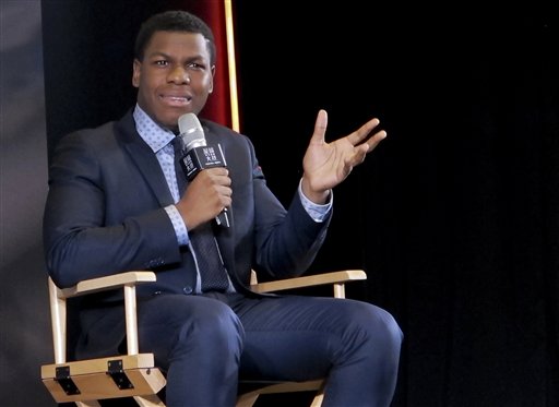 This is a Monday, Dec. 28, 2015 file photo of actor John Boyega speaks during a press conference of his latest movie "Star Wars: The Force Awakens" in Shanghai, China. AP