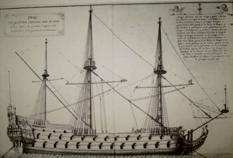 DESIGN PLAN A sketch of the final stage of construction of an 18th century galleon by Mexican naval historian Ivan Valdez-Bubnov. PHOTO COURTESYOF IVAN VALDEZ-BUBNOV