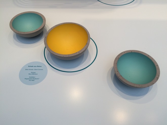 COLORFUL bowls made of cement by the German design company Peppermint Products.