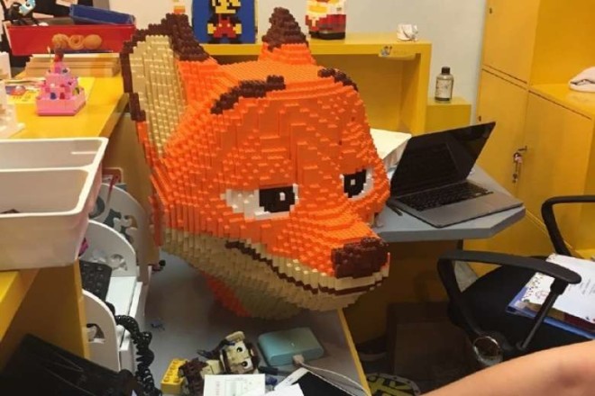 Zhao reportedly took three days and nights to build the 1.8m lego sculpture of a fox named Nick (above) from animated film Zootopia. PHOTO: WEIBO