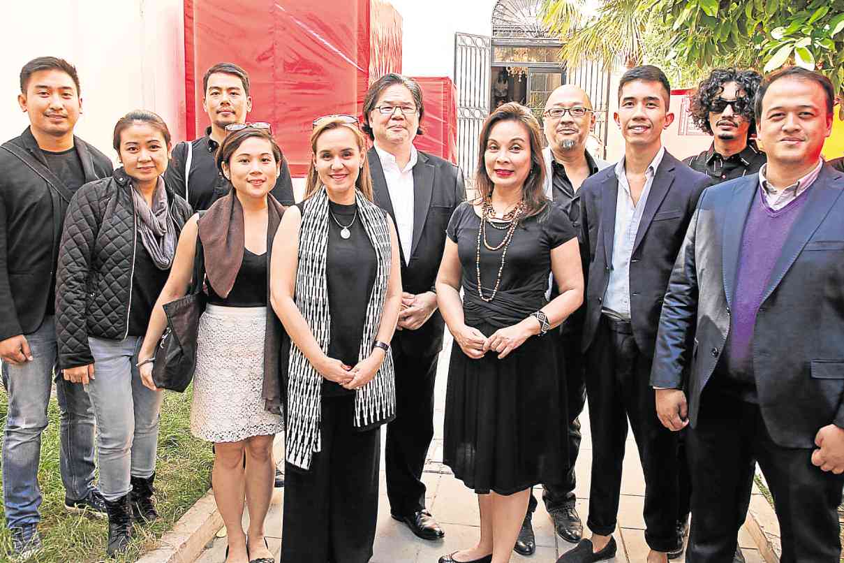 SEN. LOREN Legarda (fifth from right) with some of the curators, artists and architects featured in the Philippine pavilion, from left: Adrian Alfonso and Pearl Robles (8x8 Design Studio Co.), Mark Salvatus, Nina Gonzalez (CS Design Consultancy Inc.), Bambi Mañosa (Mañosa & Co.), Leandro Locsin Jr. (Leandro V. Locsin and Partners), Tad Ermitaño, Juan Paolo dela Cruz (Leandro V. Locsin and Partners), Poklong Anading and Sudarshan Khadka Jr. (Leandro V. Locsin and Partners). Also participating are Ed Calma, Jorge Yulo and Lima Architecture. ELVERT BAÑARES