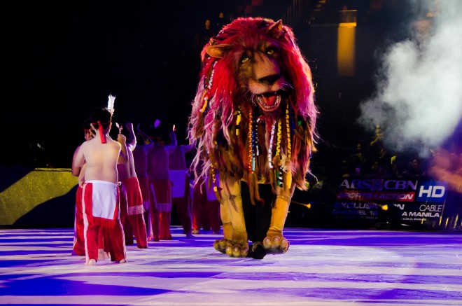 PART of the opening ceremonies, a big Red Lion