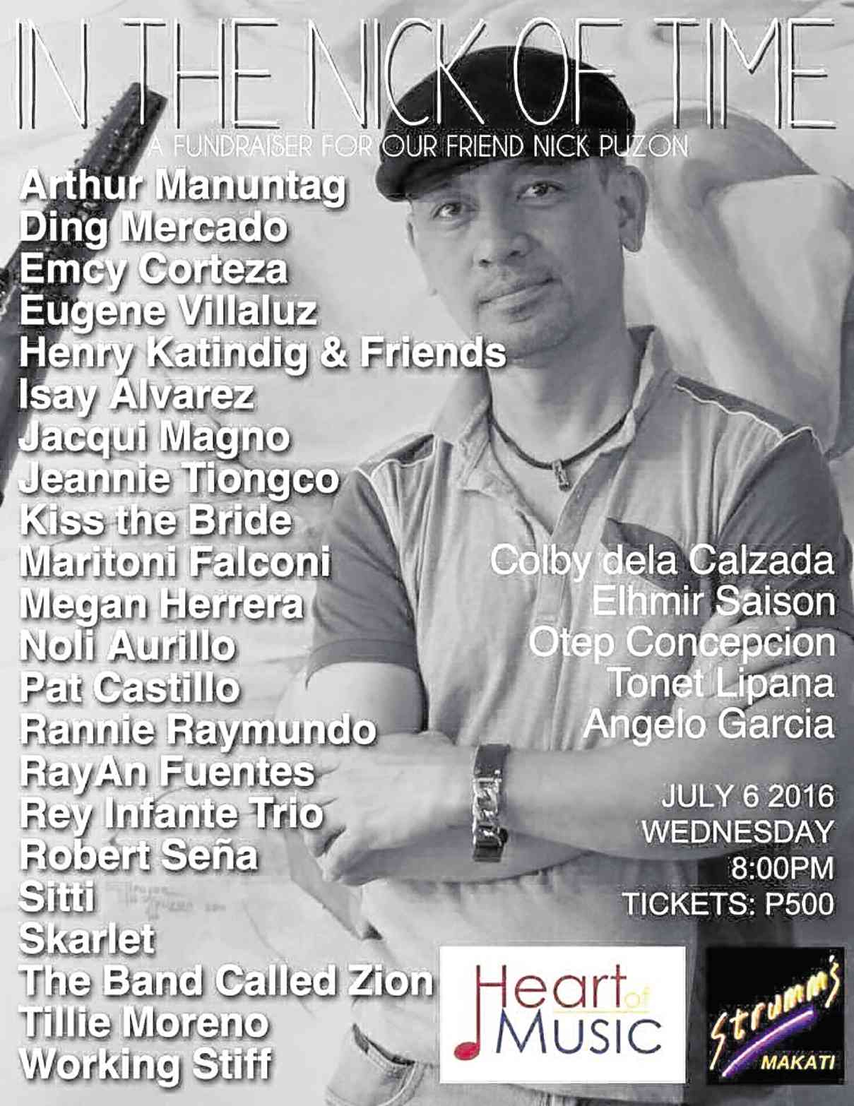 THE FUNDRAISER “In the Nick of Time” is set on July 6 at Strumm’s Makati.