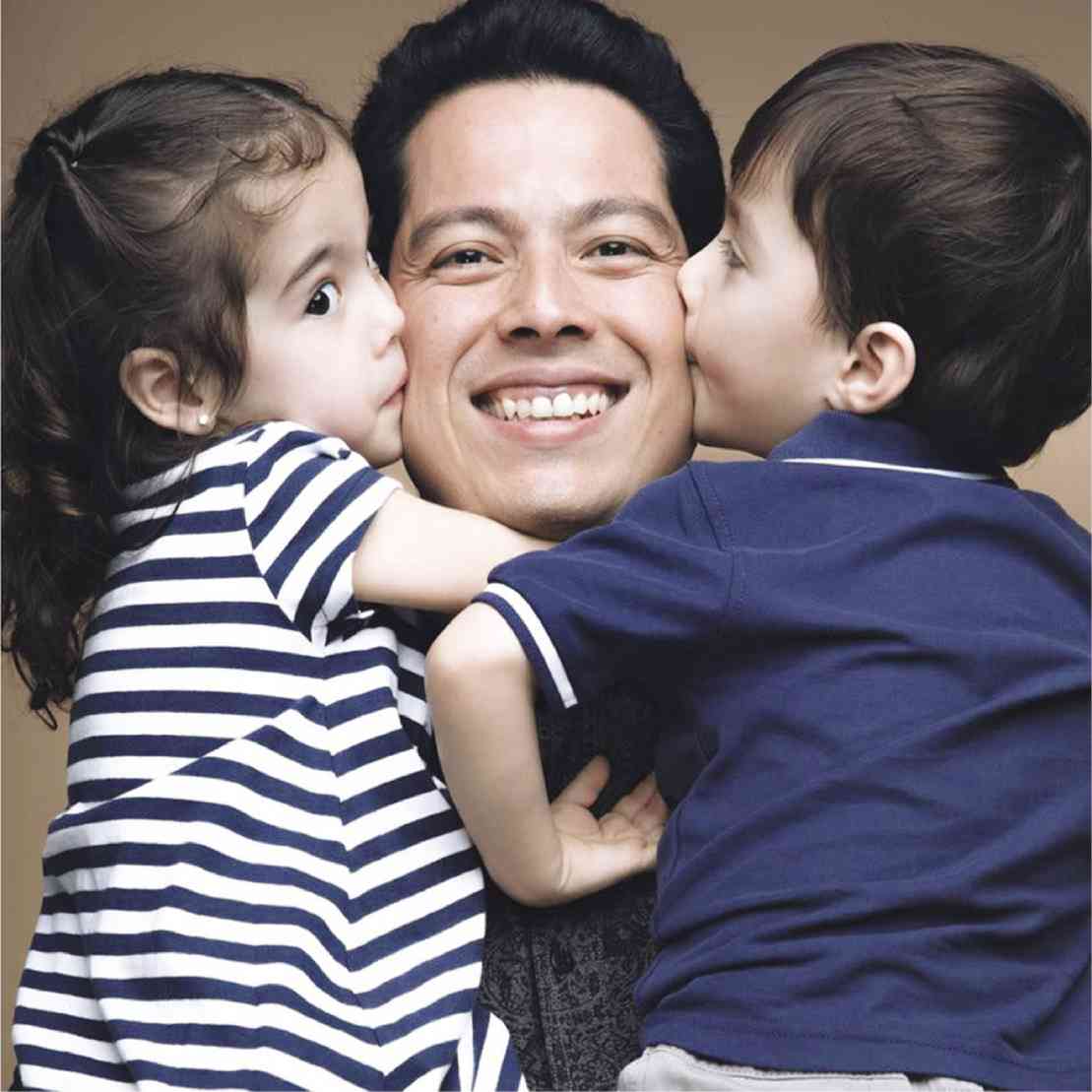 JON-JON Rufino with his twins, Lilith and Lucian