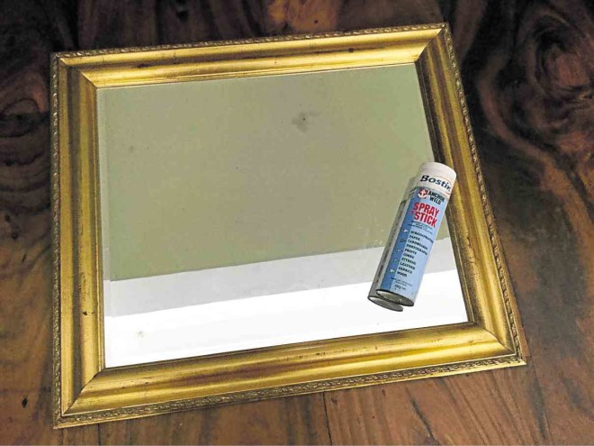 OLD framed mirror and spray adhesive