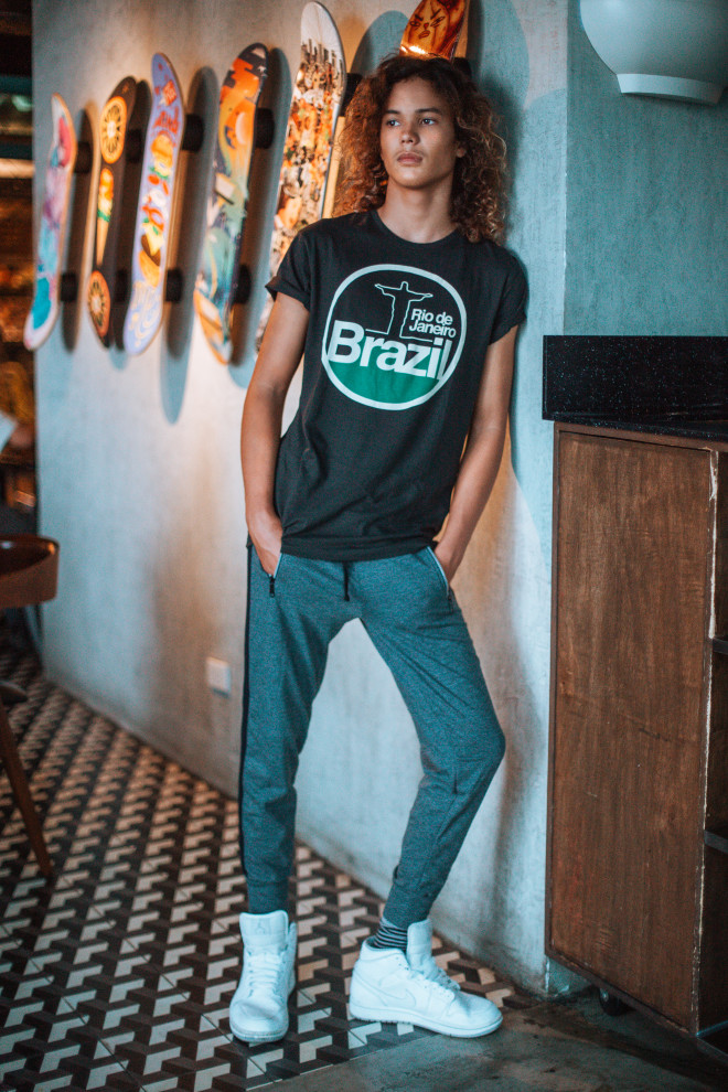 BRAZIL graphic tee, Cotton On; joggers, Human