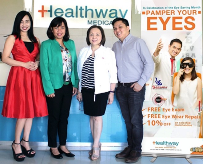 Shown in the photo are (from left) Healthway Medical representatives Carmie de Leon, Vice President for Sales and Marketing and Racquel Cagurangan, General Manager with Dr. Vivian Sarabia, CEO and Jan Vincent Sarabia Ong, Corporate Partners Director of Vivian Sarabia Optical.