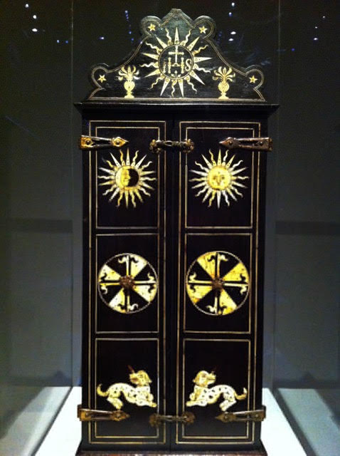 JESUIT and Dominican symbols are featured in this 17th-century cabinet.