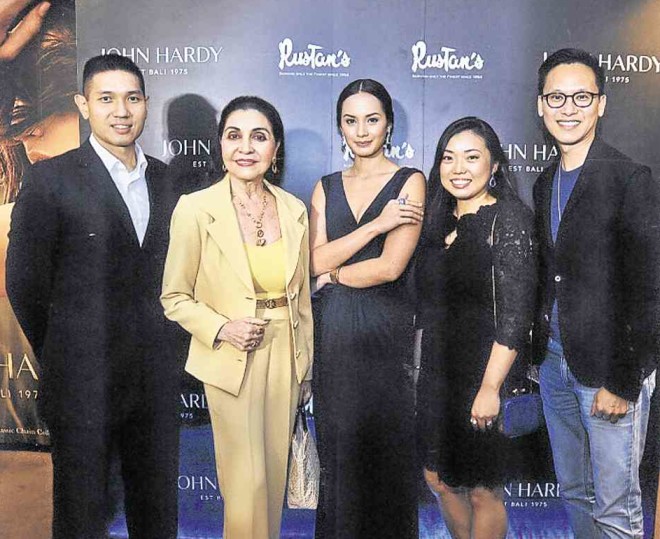 AT THE RUSTAN’S launch of John Hardy jewelry: Michael Huang, Amparito Lhuillier, Kris Janson, Janice Leung and Godfrey Hung