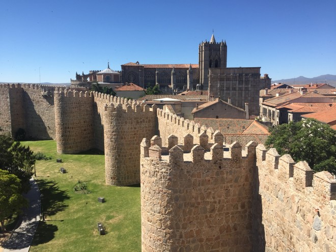 The famous walls of Avila; the town is also an important pilgrimage site as the birthplace of the pioneering woman mystic and church thinker St. Teresa of Avila.