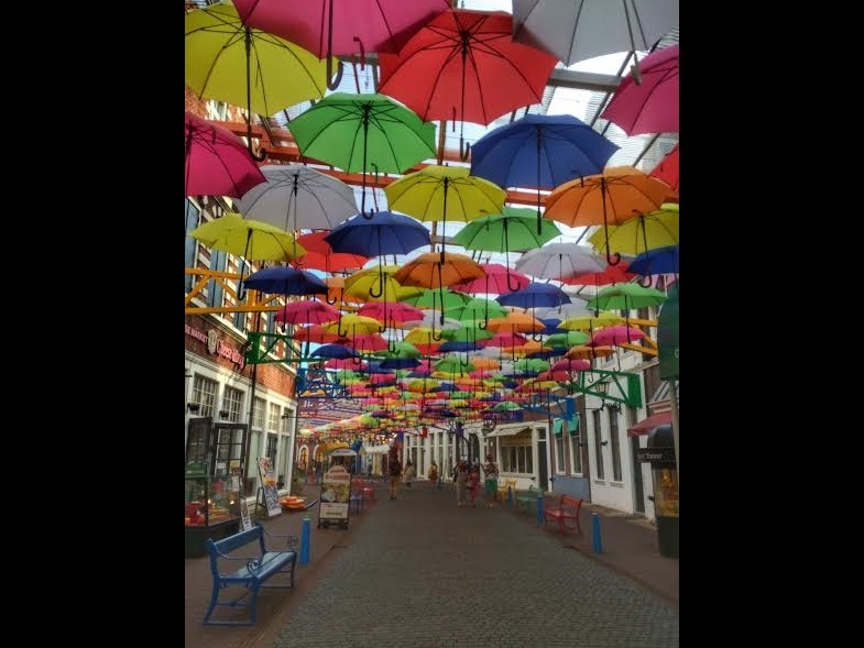 A CANOPY of umbrellas at the Huis Ten Bosch amusement park