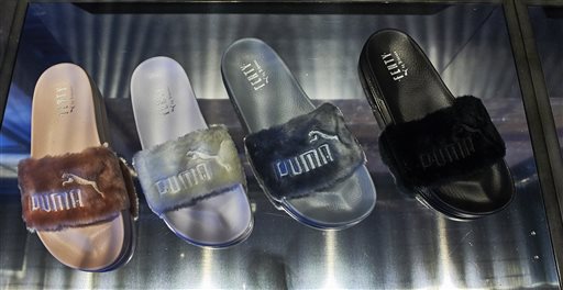 Part of Rihanna's "FENTY" x Puma collection as seen at the Pop-Up Shop Opening on Tuesday, Sept. 6, 2016 in New York. AP