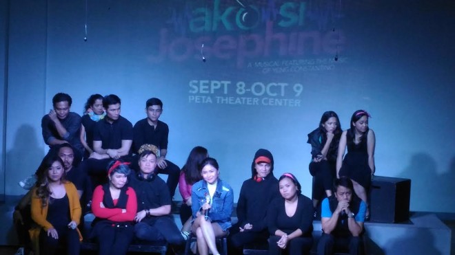 Yeng Constantino (center) with the cast of “Ako si Josephine,” among them Via Antonio, Jon Santos and Ricci Chan. The musical, a coproduction of Peta, Cornerstone Talent Management and ABS-CBN Events, is by the same creative triumvirate behind the phenomenal “Rak of Aegis”—playwright Liza Magtoto, director Maribel Legarda and musical director Myke Salomon. PHOTO BY TOTEL V.  DE JESUS 
