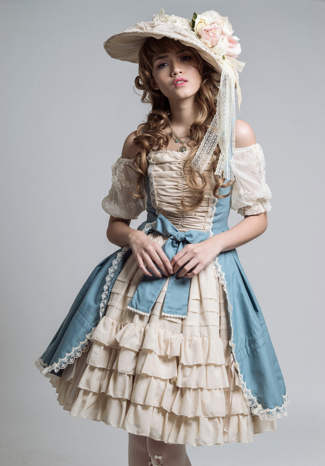 Modern Lolita fashion involves girlish garb and details such as lace-and-bow dresses, clunky mary janes, and opaque stockings.