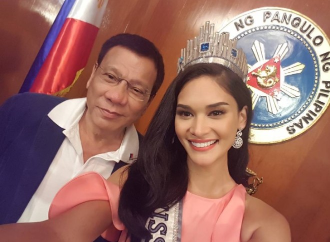 Miss Universe 2015 Pia Alonzo Wurtzbach with President Rodrigo Duterte. SCREENGRAB FROM INSTAGRAM