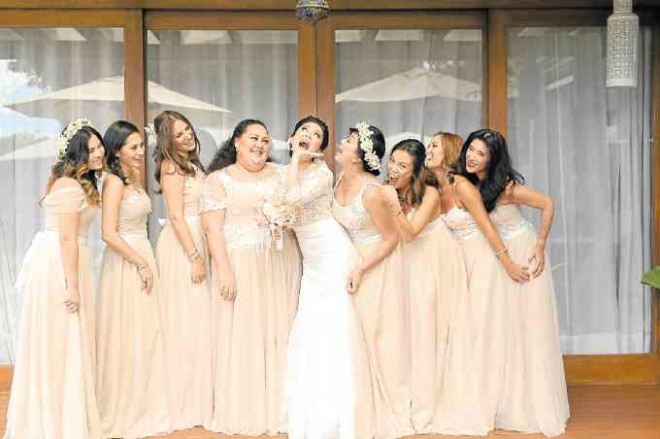 The bride and her squad: Alelu Arroyo, Cristina Villanueva, Bianca Zobel, Vanessa Derkinderen, Bianca Arroyo, Bea Reyes, Katrina Lobregat, Crickette Tantoco