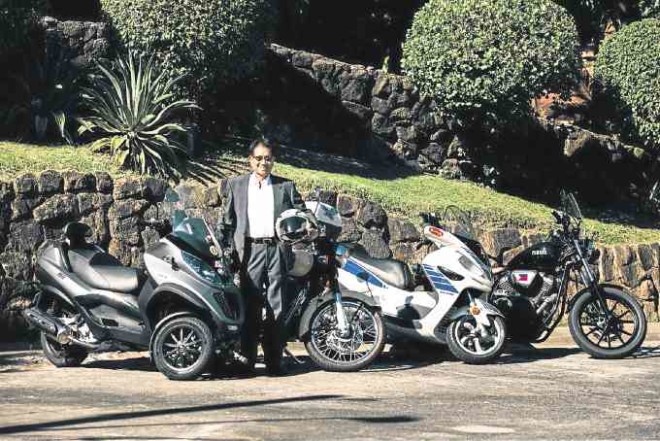 YUZON with his two wheeled fleet: “When you’re riding you have to stay in the moment, you can’t be thinking of other things or you’ll get in an accident.”
