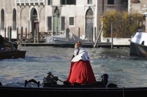 Venetian protester impersonates “Doge of Venice.”