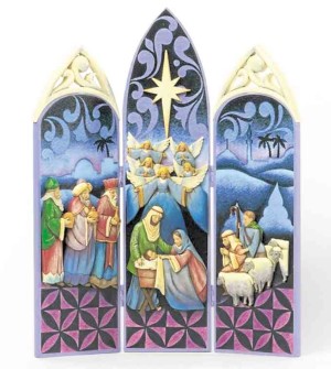 The Three Kings visit the manger—a scene captured in stained glass