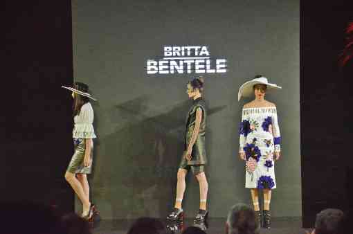 Britta Bentele breaks the monotony of her tailored looks with appliqué ornamentsmade from fabric scraps.