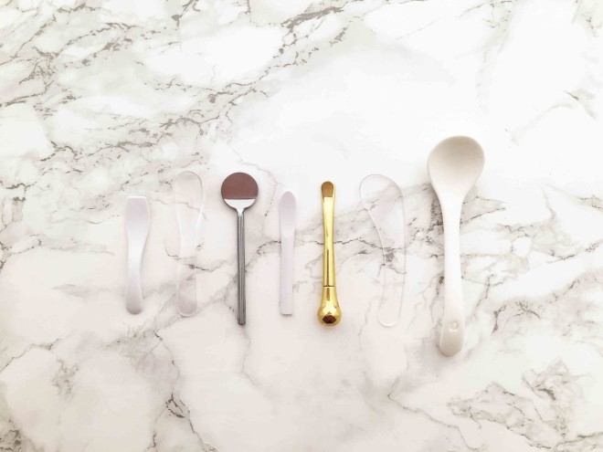 Tiny spoons and ladles you can use to decant liquids or creams