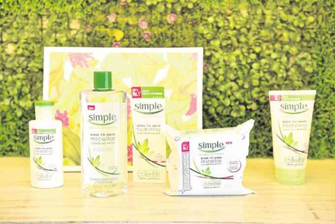The Simple skincare range includes portable wipes for on-the-go cleansing.
