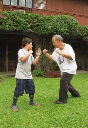 Teaching Rocky basic martial arts stances