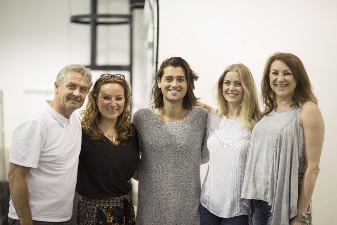 “Wicked” cast members during rehearsals; from left, Steven Pinder (who plays The Wizard and Doctor Dillamond), Jacqueline Hughes (Elphaba), Bradley Jaden (Fiyero), Carly Anderson (Glinda) and Kim Ismay (Madame Morrible). CONTRIBUTED PHOTO/Concertus/ Helen Maybanks 
