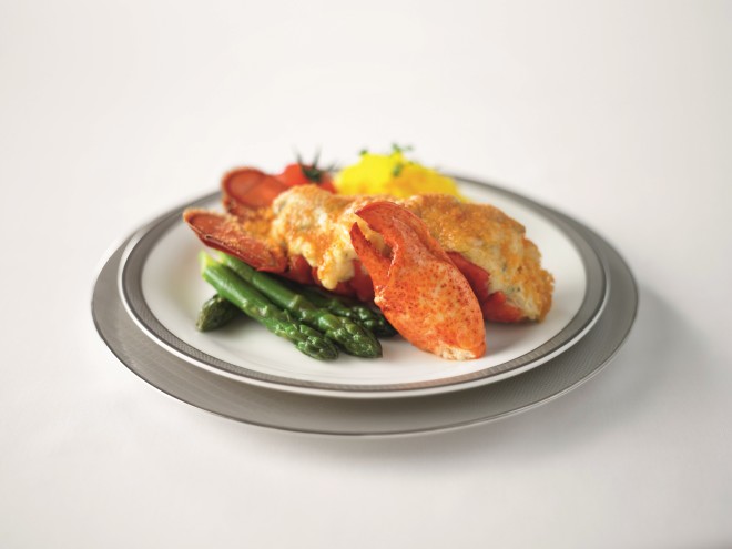 This Lobster Thermidor comes from an extensive, top-quality menu from SQ's Book the Chef service, which allows passengers on first and business class to choose their meals 24 hours before a flight.
