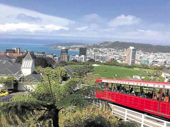 A view ofWellington (population >500,000) from the Wellington Cable Car’s terminal in suburb of Kelburn