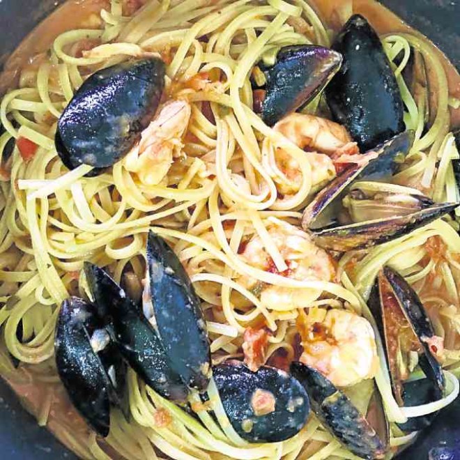For Nigellafiery seafood linguine with ‘calamansi vodka’ cream sauce