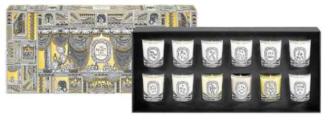 Advent calendar with 35-g jars of 12 favorite Diptyque candles