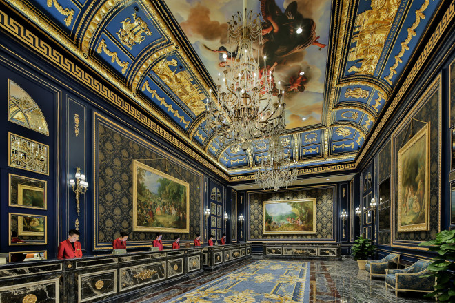 The resort’s impressive Louis XIV Versailles-inspired concierge