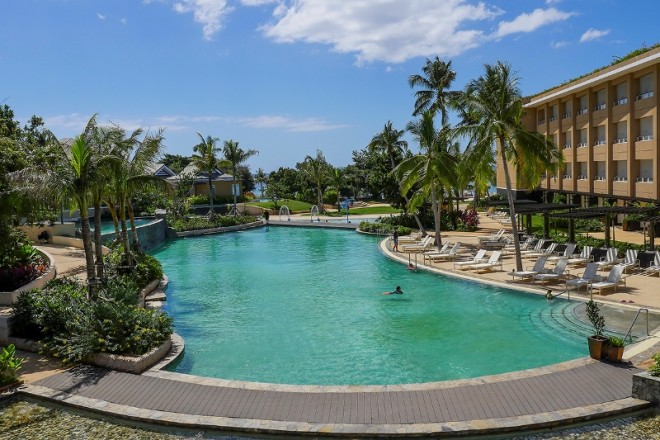 The resort's main Lagoon Pool more than makes up for its lack of a beach front