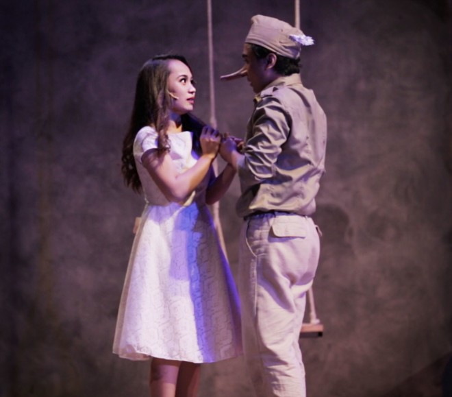 KL Dizon as Roxane and Nicco Manalo as Cyrano in “Mula sa Buwan,” a  musical adaptation of Edmond Rostand’s “Cyrano de Bergerac” —PHOTO FROM BBX PRODUCTIONS