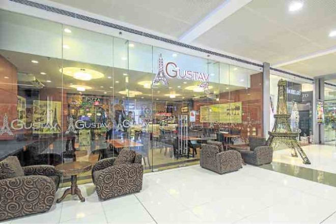 The French-themedGustav Café atSMCity Clark. This homegrown café, named after the builder of the Eiffel Tower, offers awide selection of international and local specialties.