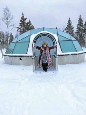 Glass igloo at Kakslauttanen Arctic Resort