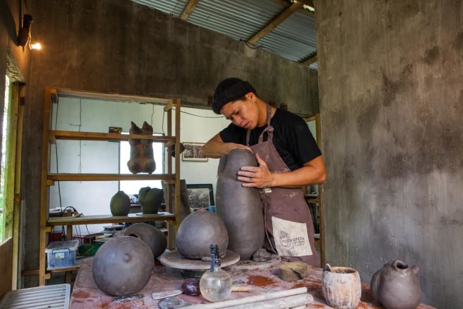 Pablo Capati III at work in his studio at his farm in Lipa City, Batangas