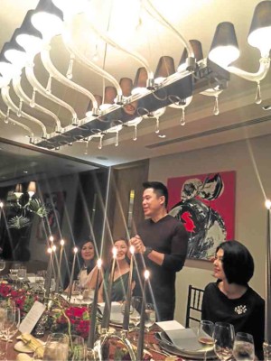 Kevin Tan gives a light hearted birthday toast to the honorees.—PHOTOS BY THELMA S. SAN JUAN