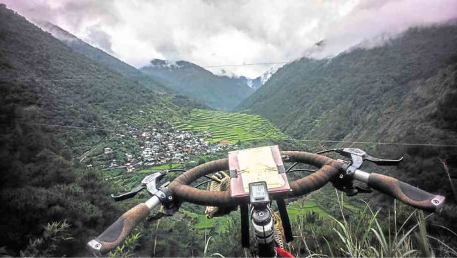 The picturesque rice terraces as seen from the cockpit of a cyclist
