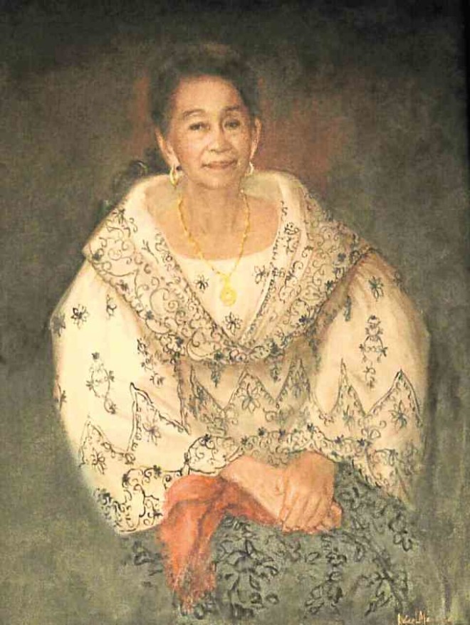 The reason for the celebration— Eloisa Hizon Gomez, the host’s mother, in a portrait by Los Angeles-based Kapampangan painter Rafael Maniago