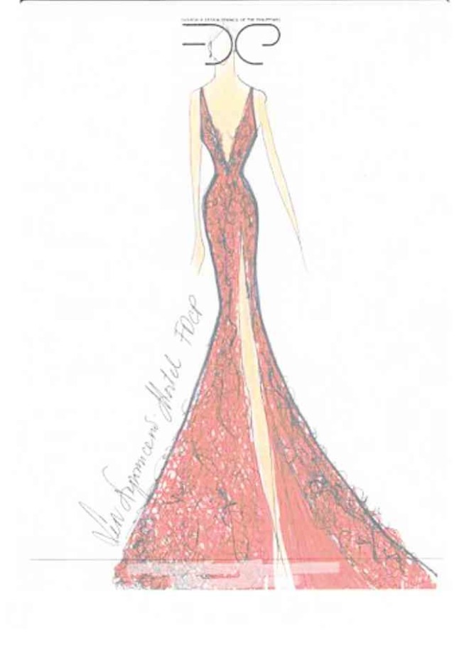 Red gown by Len Nepomuceno-Mortel