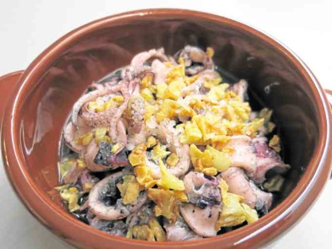 “Adobong pusit” with gourmet sea salt