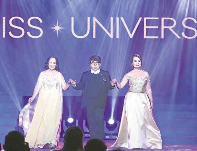 Albert Andrada with Miss Universe ’69 Gloria Diaz and Miss Universe ’73 Margie Moran Floirendo