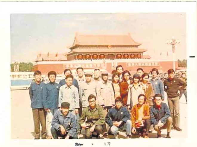 Sta. Romana, first row, second from left, with the Philippine youth delegation in Beijing in 1971