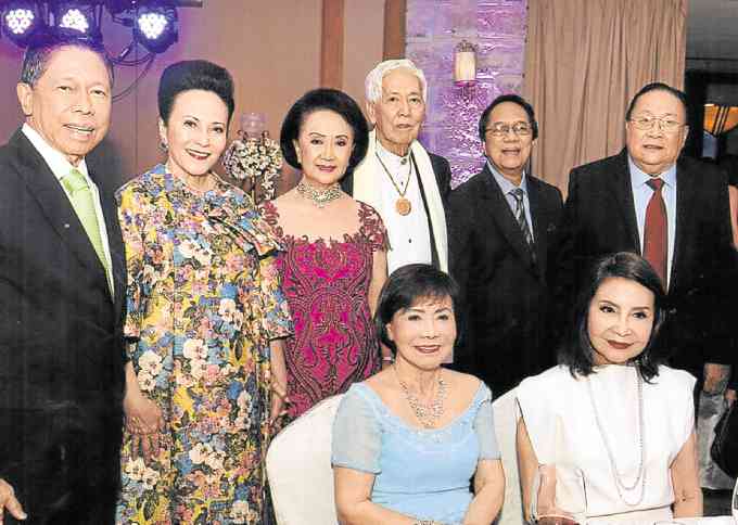 Evie Costa and Helen Ong; (standing) Louie and Mellie Ablaza, Nonie and Bert Basilio, Danny Dolor, Tony Pastor