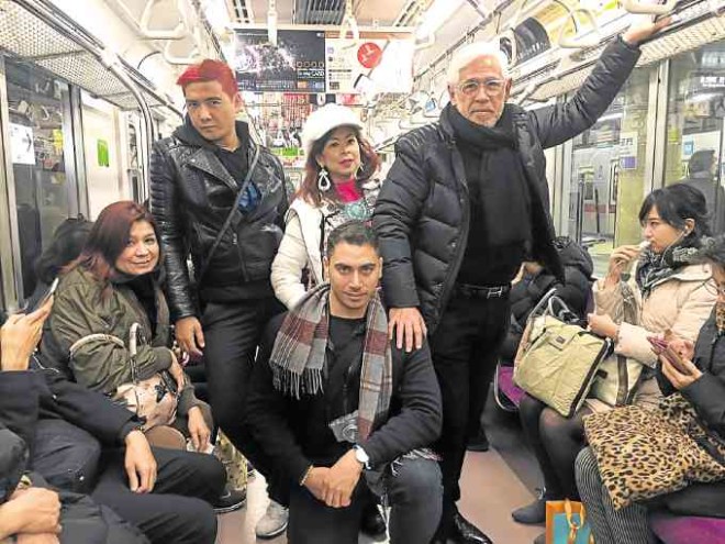 Tokyo Metro passengers Ika Roxas-Ysmael, Tim Yap, Sea Princess, Chris Valdes and Raul Manzano