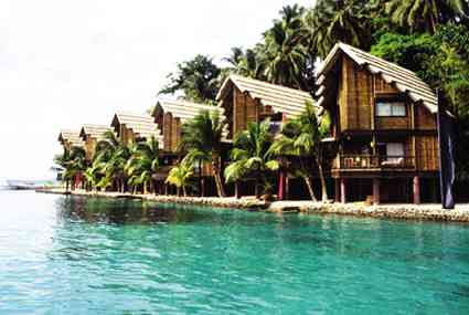Cottages at the Pearl Farm resort inspired by Samal houses on stilts