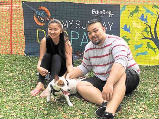 Celine and Cholo Sarmenta and their baby, a Jack Russel Terrier named Jacques  PHOTOS BY ALYA B. HONASAN