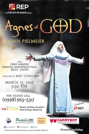 Pinky Amador  in Repertory Philippines’ “Agnes of God”